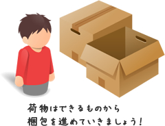 荷物はできるものから梱包を進めていきましょう!