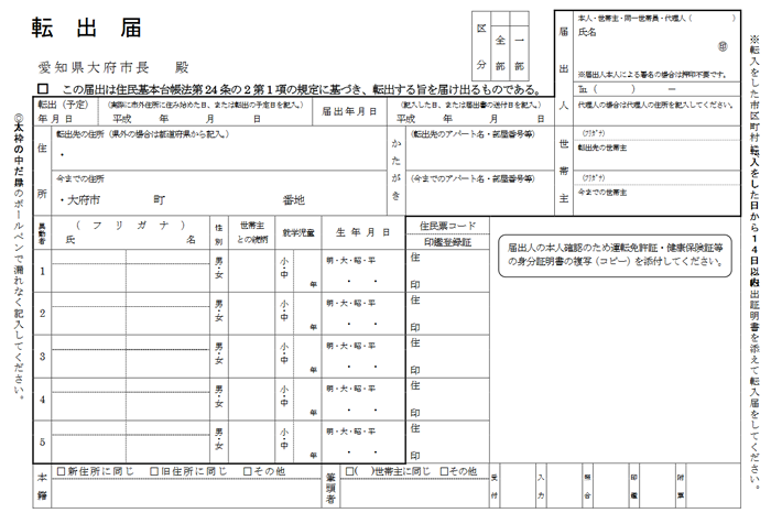 住民異動届け