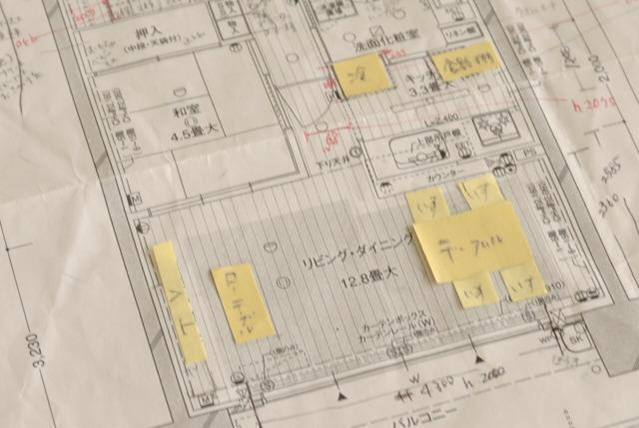 家具の配置や収納場所をまとめた図