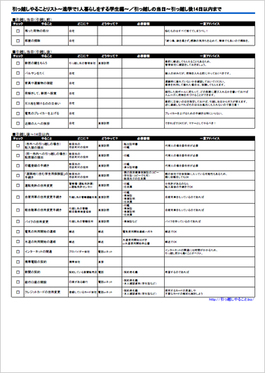 引っ越し当日~引っ越し後14日以内まで
